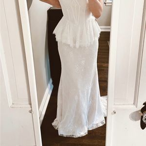 BHLDN Marguerite Peplum Corset Lace Wedding Gown